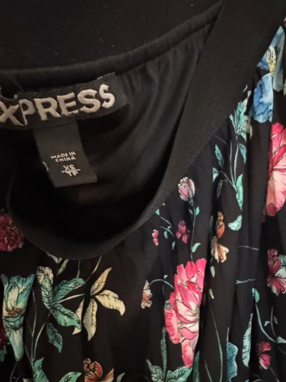 Express Black Skater Skirt with Blue, Pink & Purple Florals - Picture 2 of 4